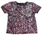 Ružovo-čierne flitrové tričko Primark