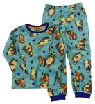 Šalvějovo-zafírové chlpaté pyžama s medvedíkmi NUTMEG