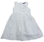 Biele tylové šaty s flitrami a 3D kvety Blue Seven