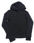 Čierne trblietavé ľahké pletené tričko s kapucňou