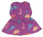 Fuchsiové bavlnené šaty s dinosaurami Next