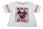 Biele crop tričko s Mickeym z překlápěcích flitrů Disney