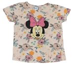 Ružové kvetované tričko s Minnie Disney