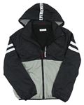 Čierno-sivá šušťáková jarná bunda s kapucňou H&M