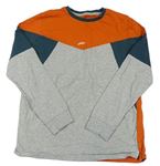Oranžovo-sivo-tmavozelené tričko s výšivkou Next