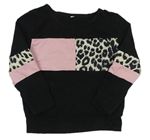 Čierno-ružové tričko s leopardím vzorom