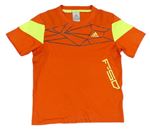 Oranžové športové tričko s potlačou Adidas
