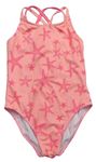 Neónově ružové jednodielne plavky s hvězdicemi F&F