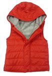 Červená prešívaná šušťáková zateplená vesta s kapucňou Tu
