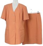 2set - Dámske losososové sako s krátkými rukávy + púzdrová sukňa