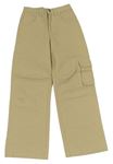Béžové rifľové široké nohavice s vreckom Pocopiano
