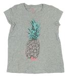 Sivé melírované tričko s ananasom Next
