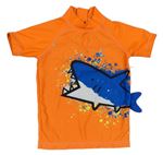 Neónově oranžové UV tričko so žralokom Next