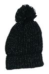 Tmavomodrá melírovaná pletená čapica s brmbolcom X-Mail