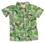 Zeleno-biela košeľa s listami a dinosaurami H&M
