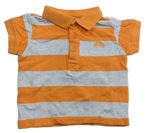 Oranžovo-sivé pruhované polo tričko s výšivkou C&A