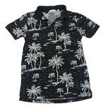 Čierne polo tričko s palmami H&M