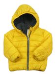 Žltá prešívaná šušťáková jarná zateplená bunda s kapucňou F&F
