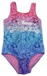 Ružovo-modro-fialové jednodielne plavky s Disney Princeznami
