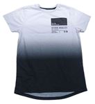 Bielo-čierne ombré tričko s potlačou Primark