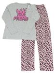 2set- Sivo-ružové vzorované pyžama s nápisom Primark