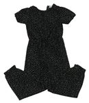 Čierny vzorovaný ľahký rebrovaný nohavicový overal Primark