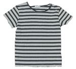 Čierno-sivo-biele pruhované rebrované tričko Primark