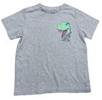 Sivé melírované tričko s dinosaurom George