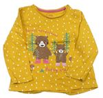 Horčicové bodkovaná é tričko s medvedíkmi F&F