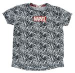 Bielo-čierne tričko s logom Marvel