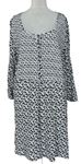 Dámske čierno-biele vzorované žabičkové šaty Ulla Popken