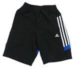 Čierno-cobaltovoě modré šušťákové športové kraťasy Adidas
