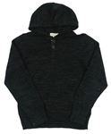 Čierny melírovaný sveter s kapucňou Next