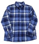 Tmavomodro-modrá kockovaná flanelová košeľa Alive