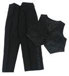 2Set - Čierne slávnostná kalhoty + vzorovaná vesta