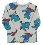 Sivo-tyrkysové pyžamové tričko s dinosaurami Matalan