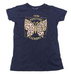 Tmavomodré tričko s motýlom Primark