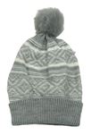 Sivo-biela vzorovaná čapica s brmbolcom