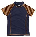 Tmavomodro-oranžové Uv tričko s pruhmi Crane