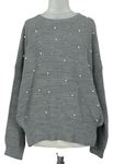Dámsky sivý sveter s perličkami Select