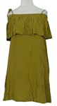 Dámske olivové šaty s volánikom H&M