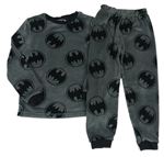 Sivé plyšové pyžama s Batmanem George