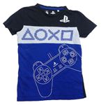 Safírovo-bielo-čierne tričko s ovladačem - PlayStation C&A