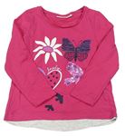 Ružové tričko s obrázky s flitrami Kids