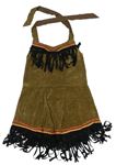 Kockovaným - Béžové semišové šaty s třásněmi - Indiánka