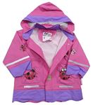 Ružovo-fialová nepromokavá bunda s lienkami a kapucňou