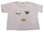 Svetloružové crop tričko s očima Lipsy