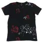 Čierne kvetované tričko Name it