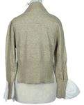 Dámský béžovo-bílý svetr s halenkovou vsadkou 
