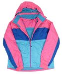 Neónově ružovo-modrá lyžiarska bunda s kapucňou Crivit